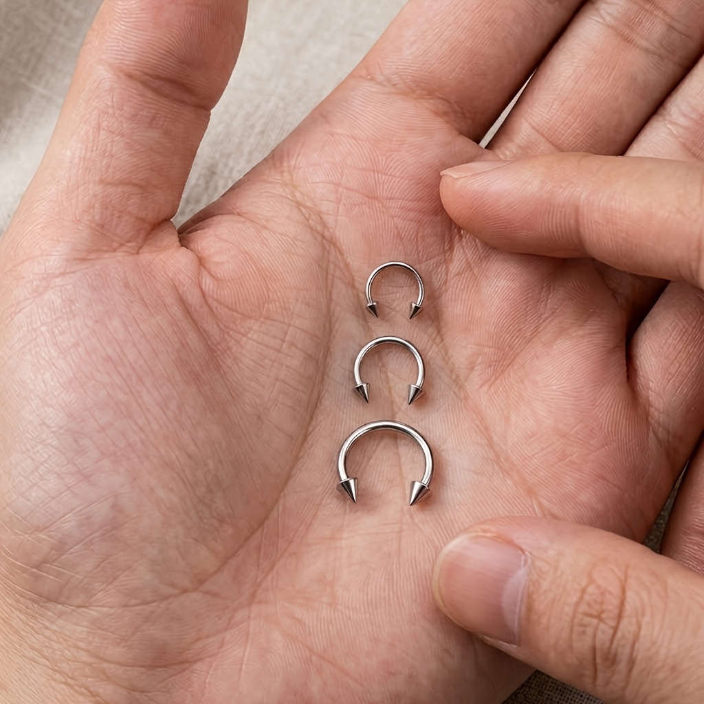 2pcs Minimalist G23 Titanium Horseshoe Piercing Ring Set